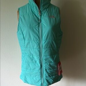 The North Face sz XL Youth G Harway Vest Mint Blue Quilted Vest zip front NWT